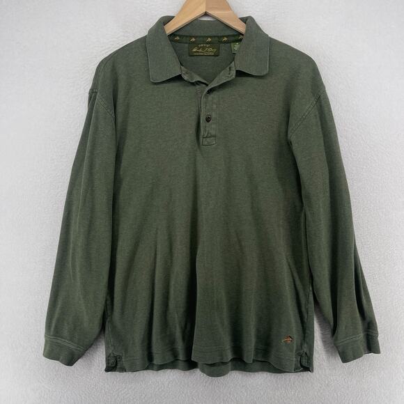 ORVIS Shirt Mens M Signature Collection Long Sleeve Polo Pima Cotton Green - Picture 1 of 13
